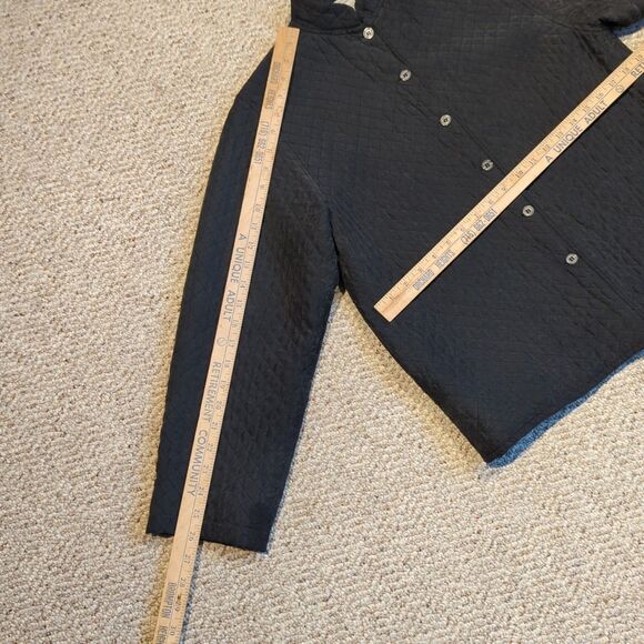 Vintage Laissez Faire Quilted Barn Chore Jacket Womens Small Black Silk Pockets - Picture 3 of 8